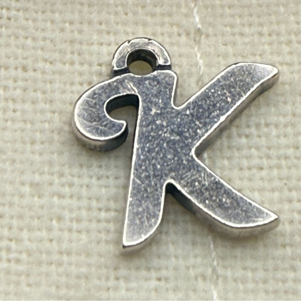 James Avery Small Script Initial Charm (K) .925 Sterling Silver w/ Box - Picture 4 of 7